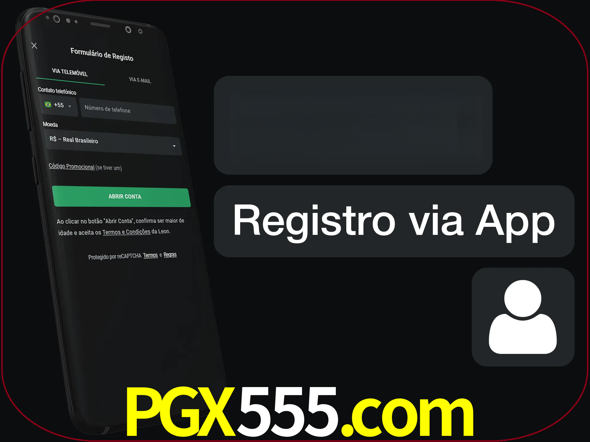 Registre-se com duas etapas usando o aplicativo.