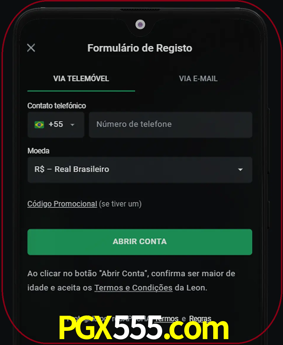 Abra o aplicativo e inicie o processo de registro.