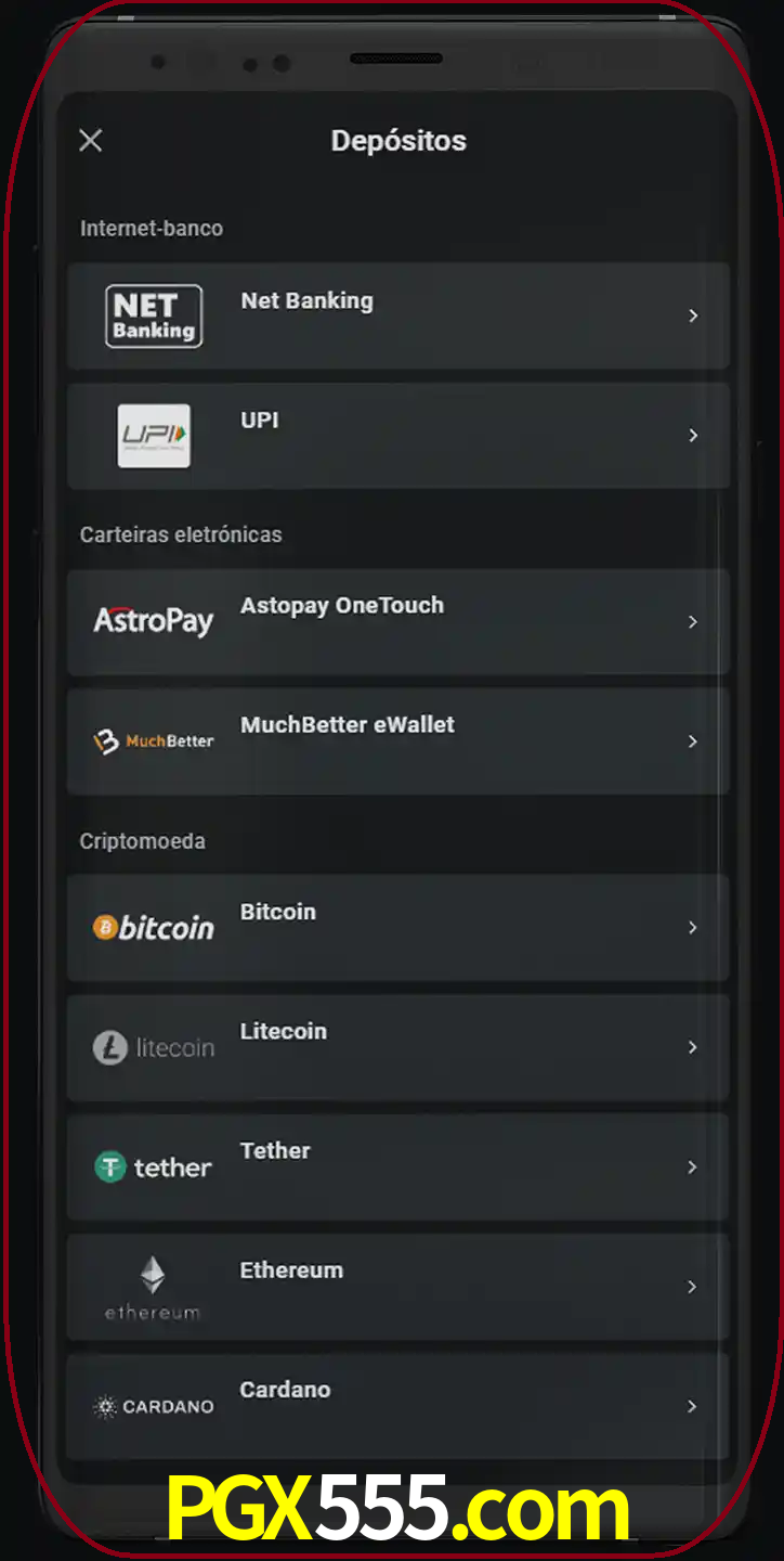 Você pode usar métodos alternativos de depósito.