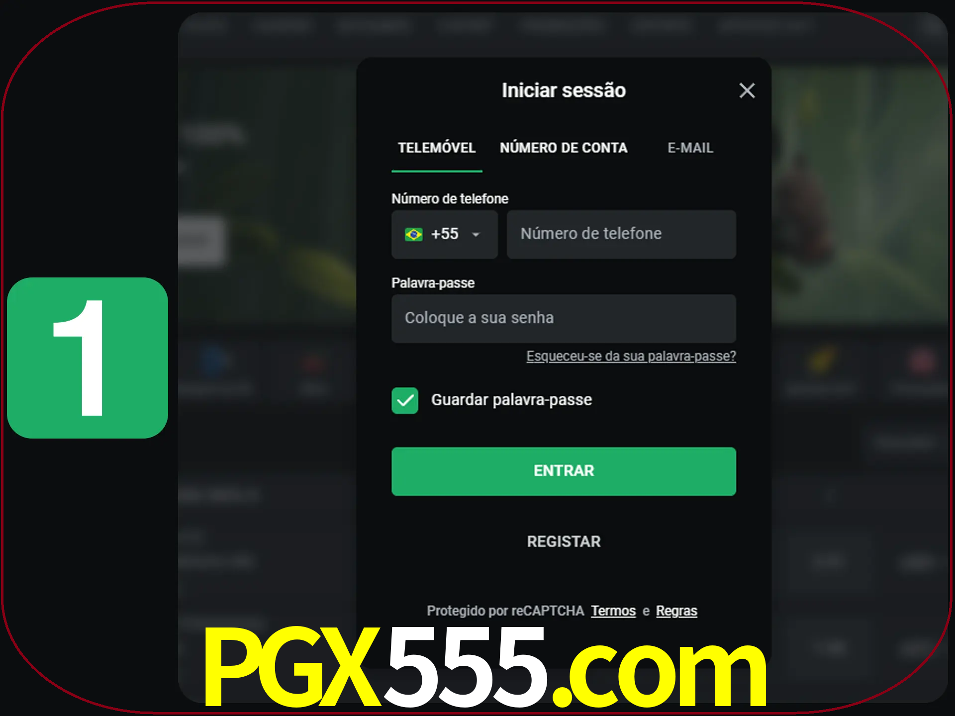 Clique no botão Entrar.